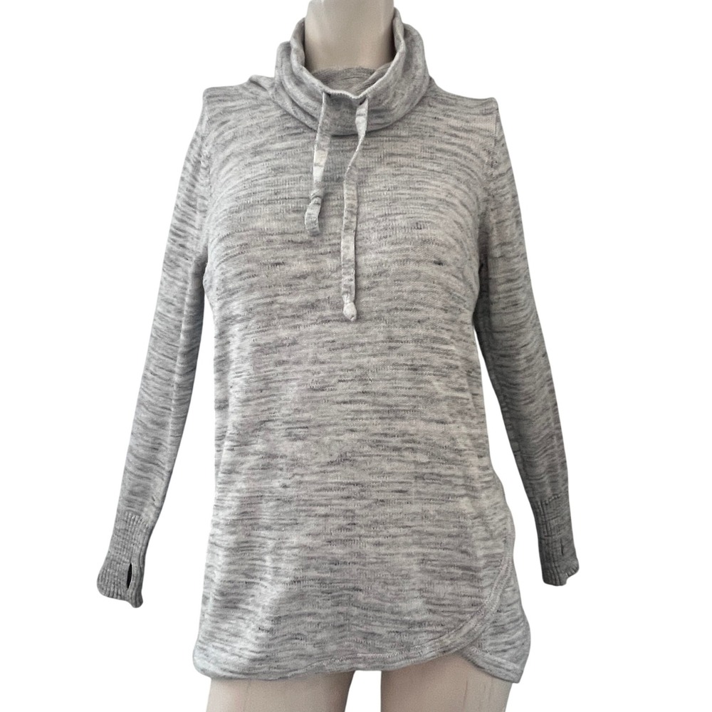 AKINI Womens Marled Cowl Neck Tunic Sweater Size M Thumbholes Athleisure Lounge